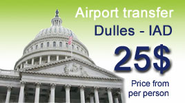 Book your transportation between Dulles IAD and Washington city center